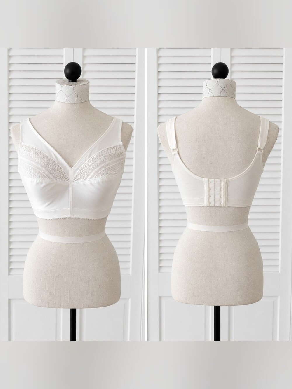 Vintage Exquisite Form Bra 34DD Style 584 White Lace Nylon Adjustable Straps